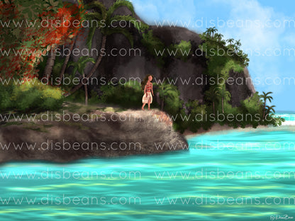 Princess Ocean Island Print - POSTER 11x14 - Magic Beach Landscape