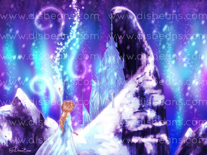 Queen Ice Castle Print - POSTER 11x14 - Magic Princess Landscape
