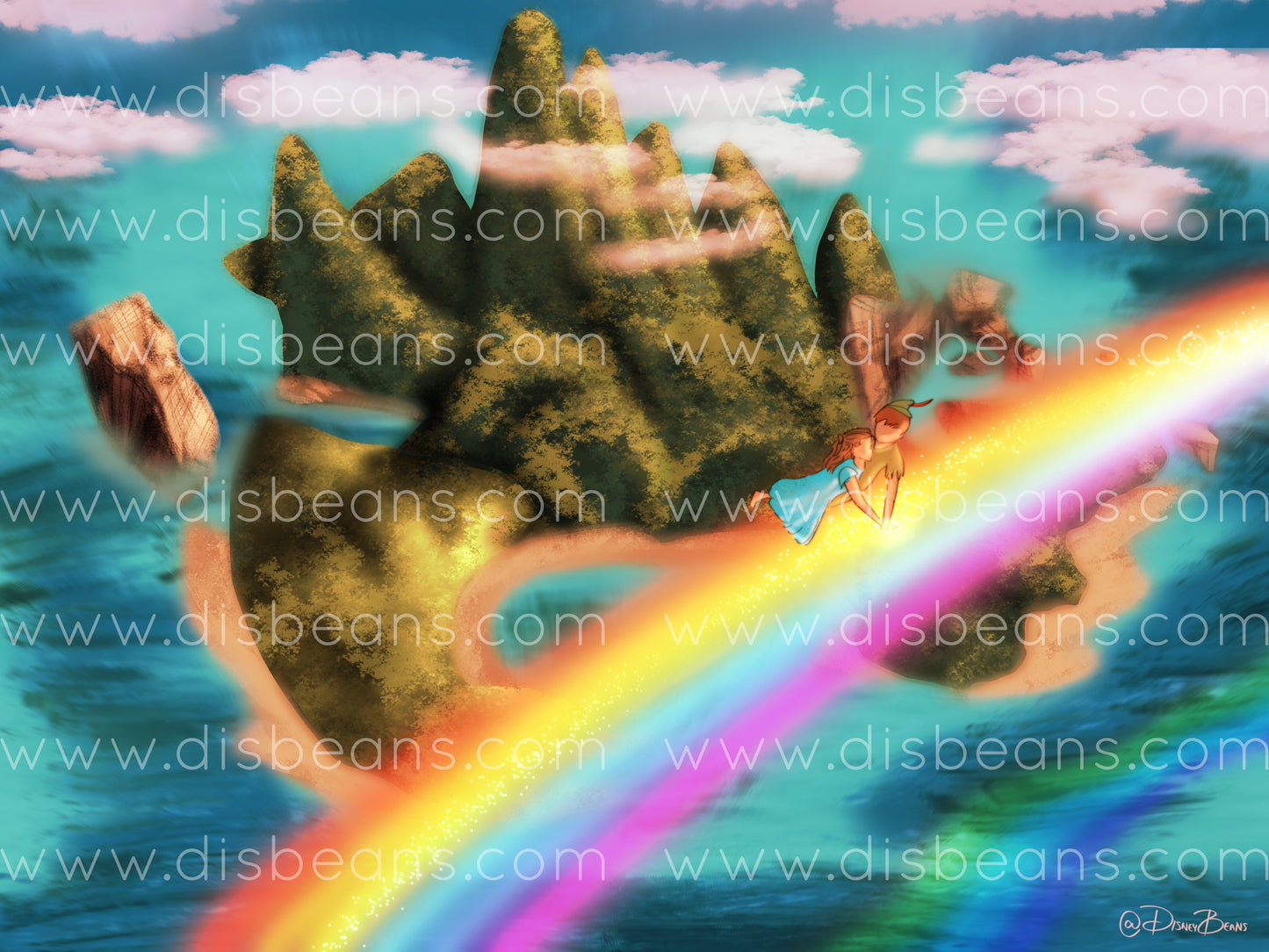 Neverland Island Print - POSTER 11x14 - Island Magic Princess Landscape