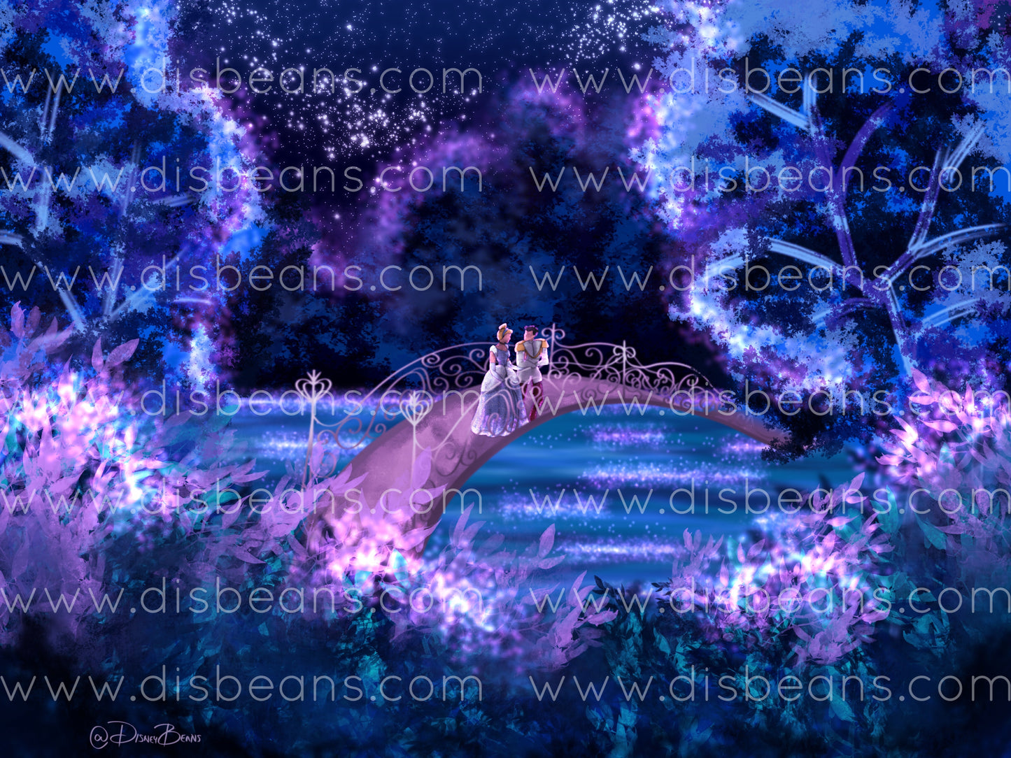 Midnight Prince Love Print - POSTER 11x14 - Disney Princess Landscape