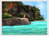 Princess Ocean Island Print - POSTER 11x14 - Magic Beach Landscape