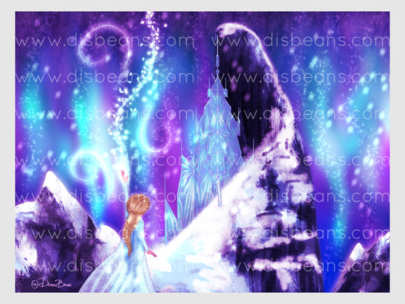 Queen Ice Castle Print - POSTER 11x14 - Magic Princess Landscape