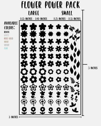 Flower Power Pack - Nail Decal Sticker Sheet Decals Leaves Leaf Floral SMALL LARGE Single Sheet Handmade