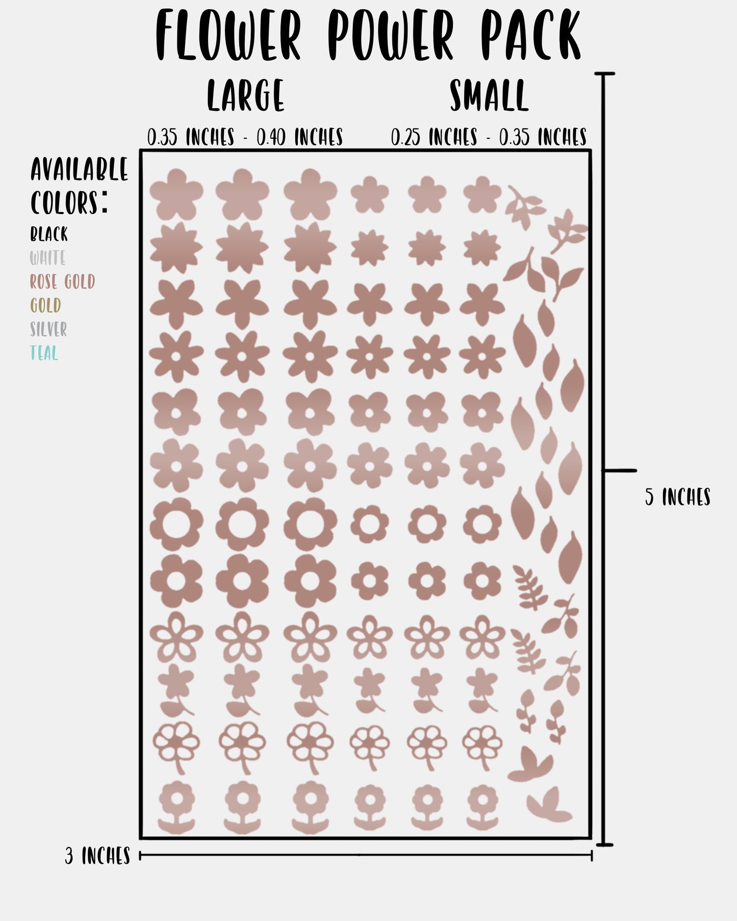 Flower Power Pack - Nail Decal Sticker Sheet Decals Leaves Leaf Floral SMALL LARGE Single Sheet Handmade