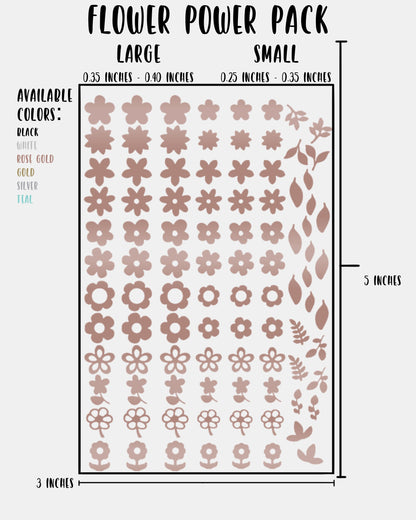 Flower Power Pack - Nail Decal Sticker Sheet Decals Leaves Leaf Floral SMALL LARGE Single Sheet Handmade