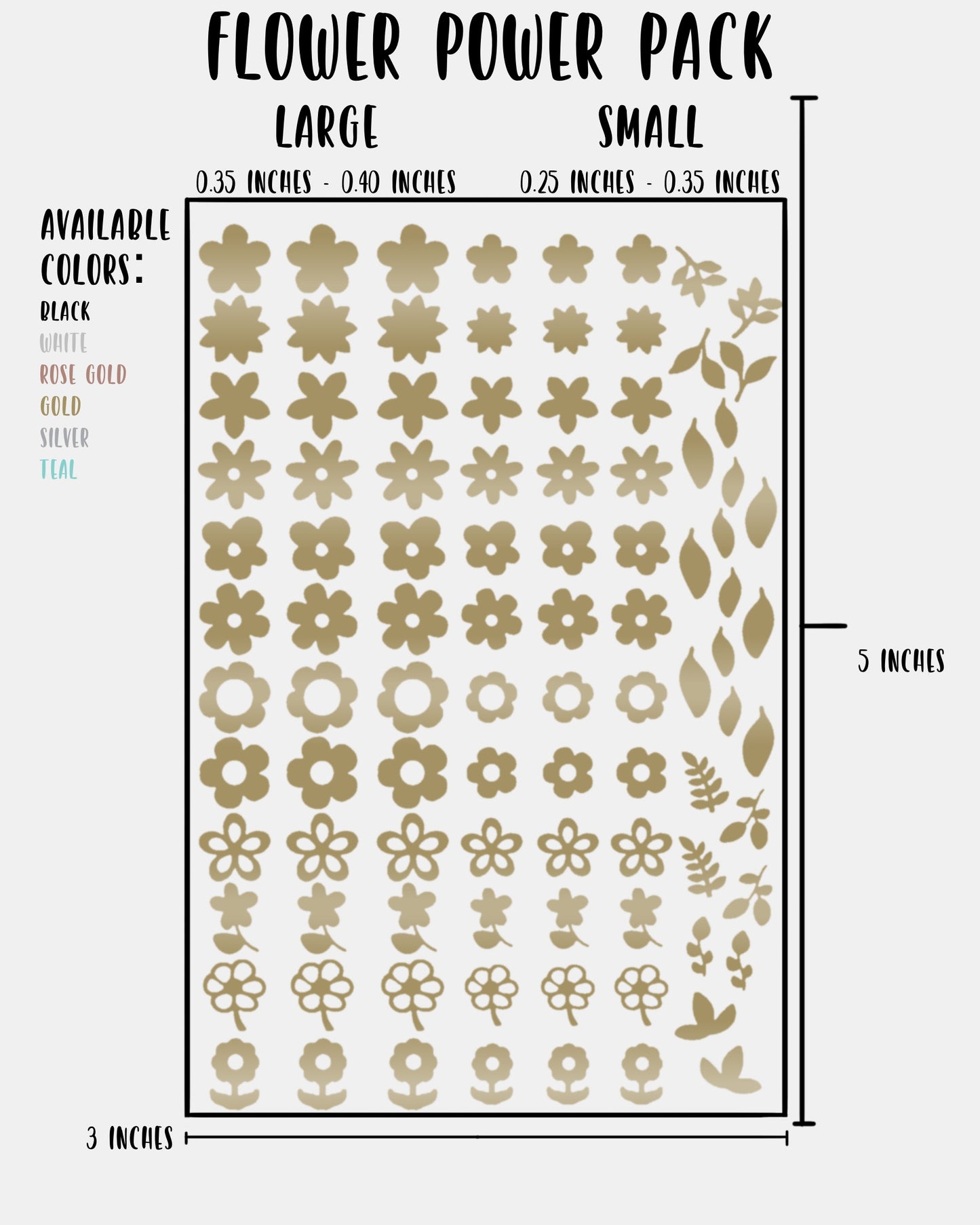 Flower Power Pack - Nail Decal Sticker Sheet Decals Leaves Leaf Floral SMALL LARGE Single Sheet Handmade