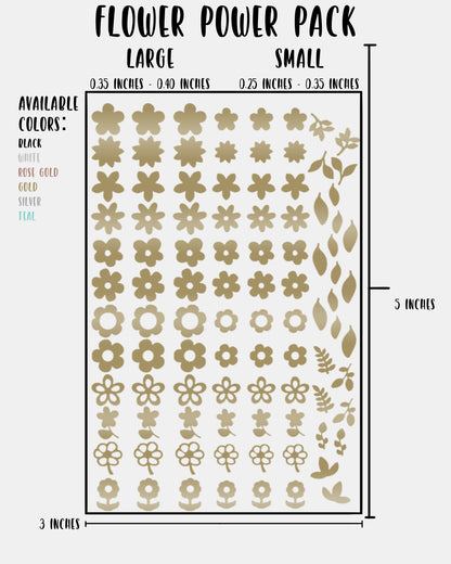 Flower Power Pack - Nail Decal Sticker Sheet Decals Leaves Leaf Floral SMALL LARGE Single Sheet Handmade