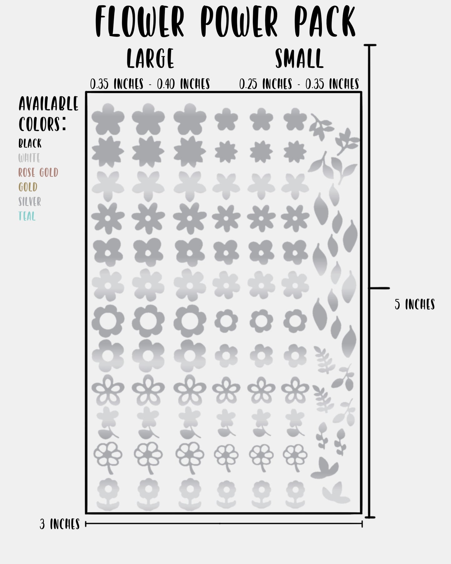 Flower Power Pack - Nail Decal Sticker Sheet Decals Leaves Leaf Floral SMALL LARGE Single Sheet Handmade