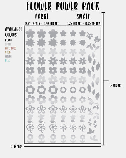 Flower Power Pack - Nail Decal Sticker Sheet Decals Leaves Leaf Floral SMALL LARGE Single Sheet Handmade