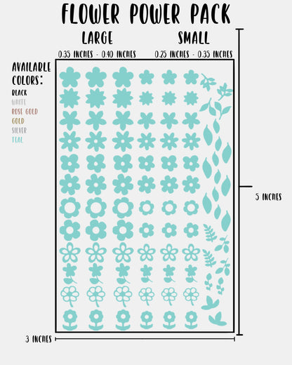 Flower Power Pack - Nail Decal Sticker Sheet Decals Leaves Leaf Floral SMALL LARGE Single Sheet Handmade