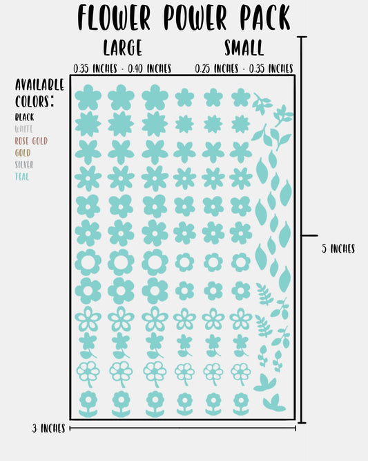 Flower Power Pack - Nail Decal Sticker Sheet Decals Leaves Leaf Floral SMALL LARGE Single Sheet Handmade