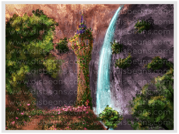 Princess Tower Choose Card-Size Print or Small Glossy Sticker Landscape - Hidden Magic Sun Princess