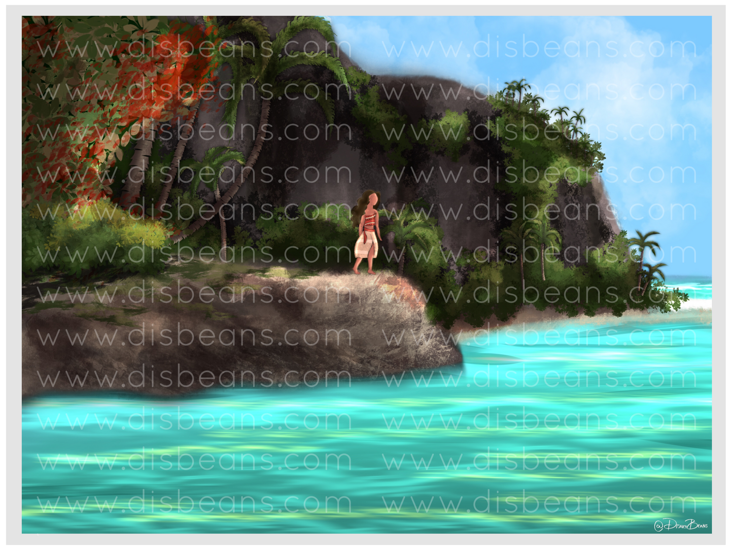 Princess Ocean Island Choose Card-Size Print or Small Glossy Sticker Landscape - Magic Sea Beach