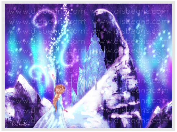 Queen Ice Castle Choose Card-Size Print or Small Glossy Sticker Landscape - Magic Snow Mountain