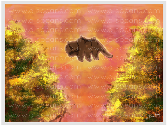 Appa Lost Days Sunset Choose Card-Size Print or Small Glossy Sticker Landscape ATLA Avatar the Last Airbender