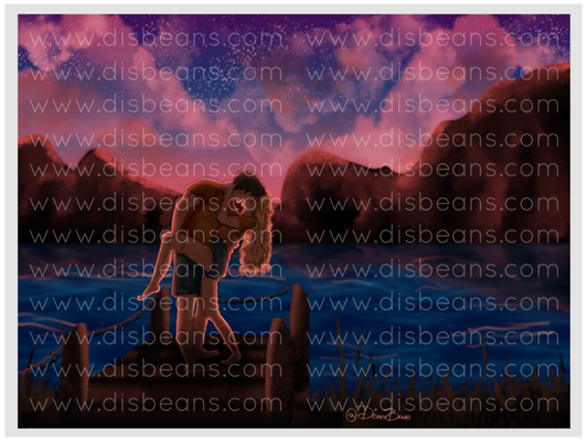 Percabeth CHB Dock Beach Elija una impresión de tamaño de tarjeta o una pegatina brillante pequeña Paisaje Percy Jackson Annabeth Chase PJO y los atletas olímpicos