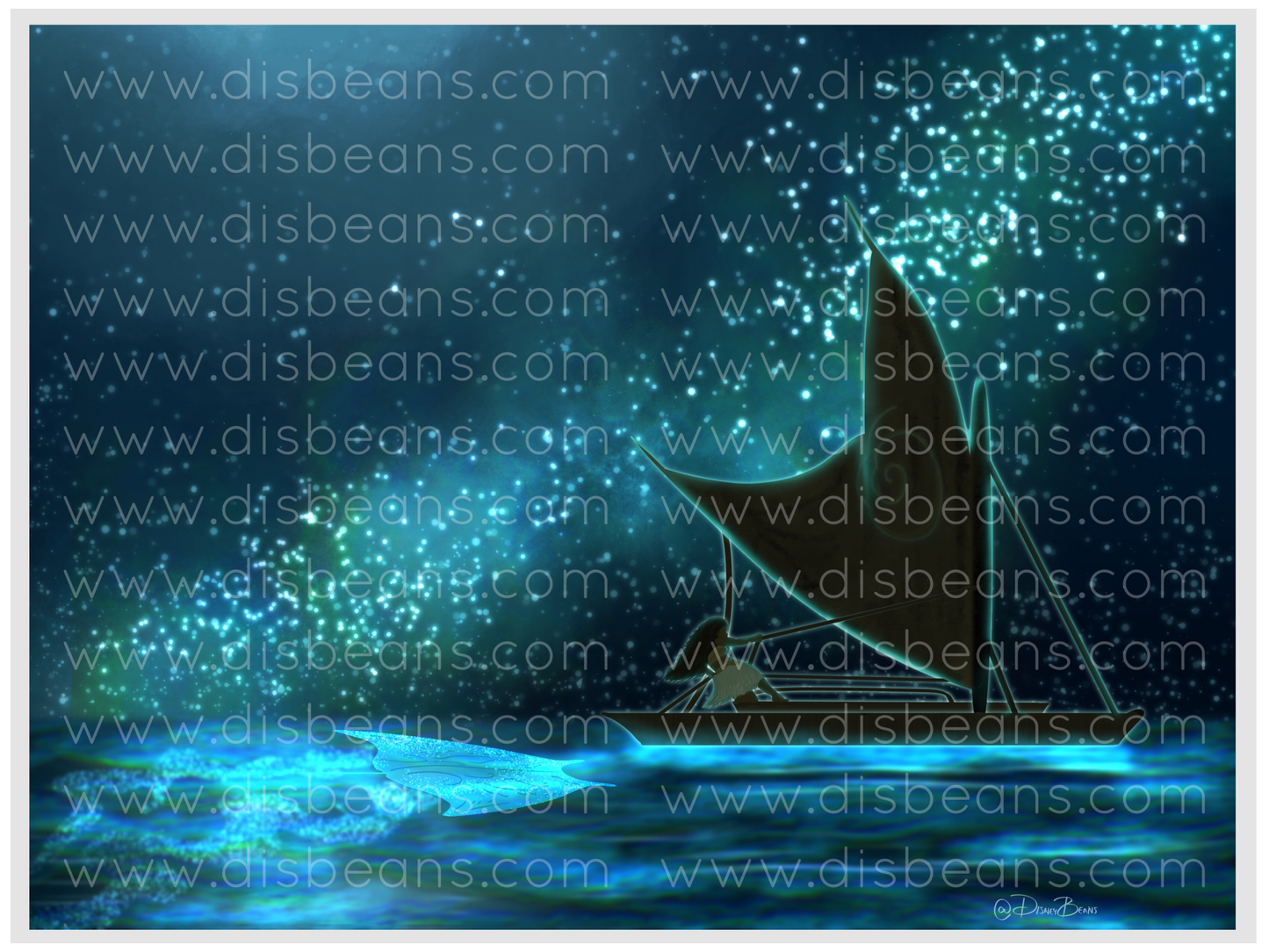 Wayfinder Princess Ocean Stars Elija una impresión del tamaño de una tarjeta o una pequeña pegatina brillante Paisaje - Magic Sea Beach