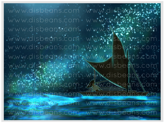 Wayfinder Princess Ocean Stars Choose Card-Size Print or Small Glossy Sticker Landscape - Magic Sea Beach