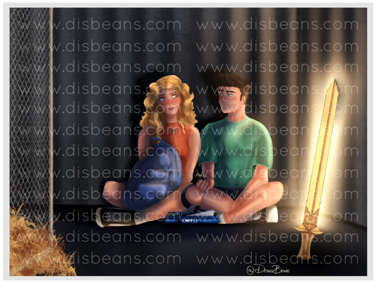 Escena del camión del zoológico de PJO El ladrón del rayo Elija una impresión del tamaño de una tarjeta o una pegatina brillante pequeña Paisaje Percy Jackson Annabeth Chase PJO y los atletas olímpicos