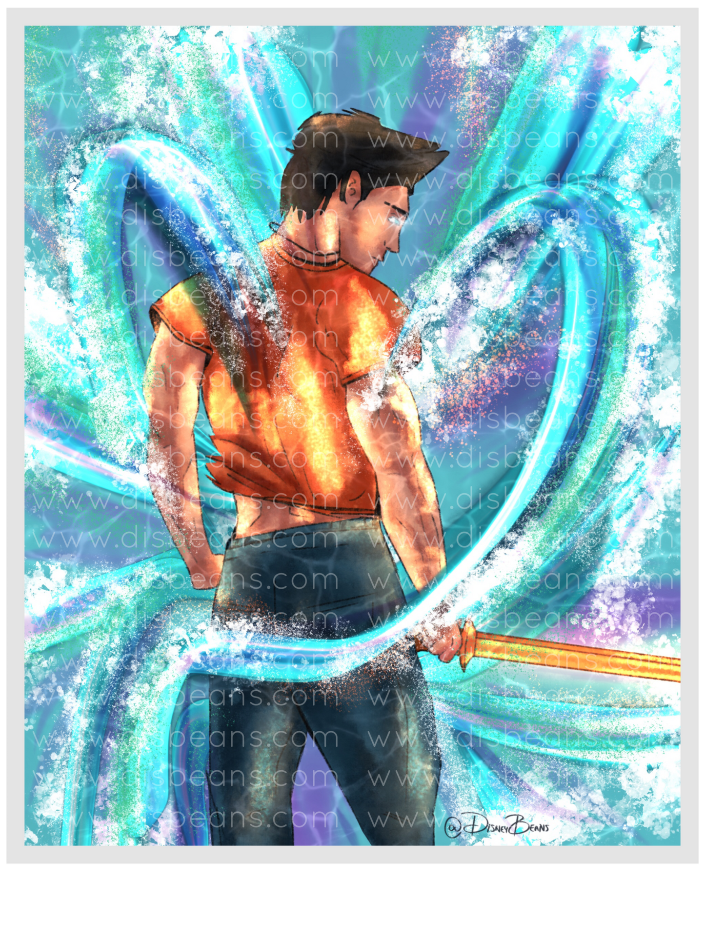 Percy Sea God Jackson Elija una impresión del tamaño de una tarjeta o una pequeña pegatina brillante Retrato de Percy Jackson PJO y los atletas olímpicos
