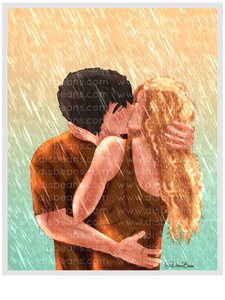 Percabeth Kissing in the Rain Choose Card-Size Print or Small Glossy Sticker Portrait Percy Jackson PJO and the Olympians