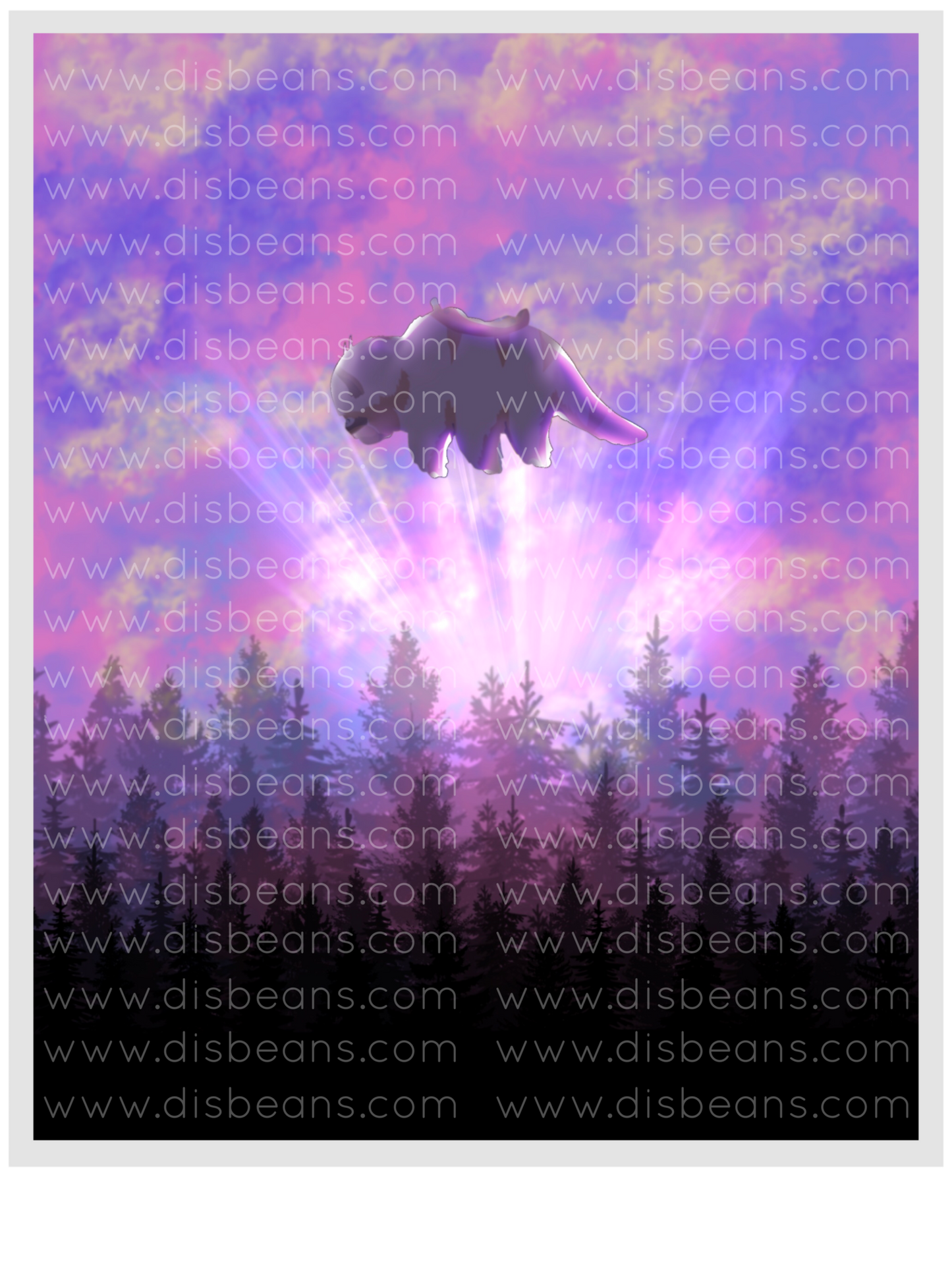 Appa Purple Sunset Choose Card-Size Print or Small Glossy Sticker Portrait ATLA Avatar the Last Airbender