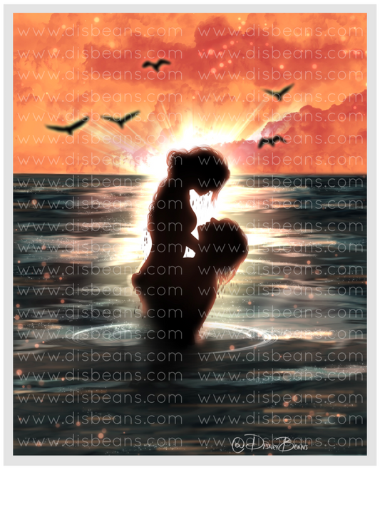 Zutara Beach Sunset Water Glow Choose Card-Size Print or Small Glossy Sticker Portrait Zuko Katara ATLA Avatar the Last Airbender