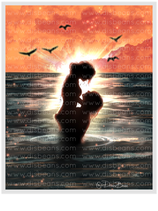 Zutara Beach Sunset Water Glow Choose Card-Size Print or Small Glossy Sticker Portrait Zuko Katara ATLA Avatar the Last Airbender