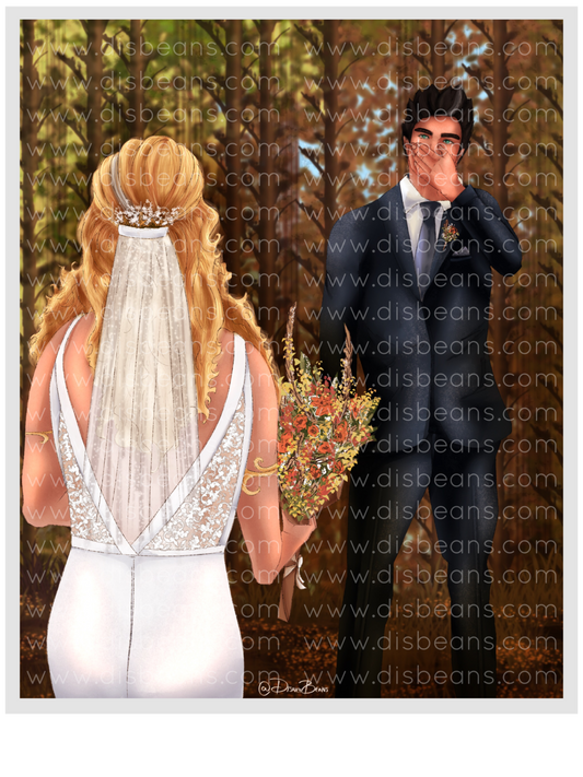 Primer vistazo a la boda de Percabeth Elija una impresión de tamaño tarjeta o una pegatina brillante pequeña Retrato de Percy Jackson PJO y los atletas olímpicos