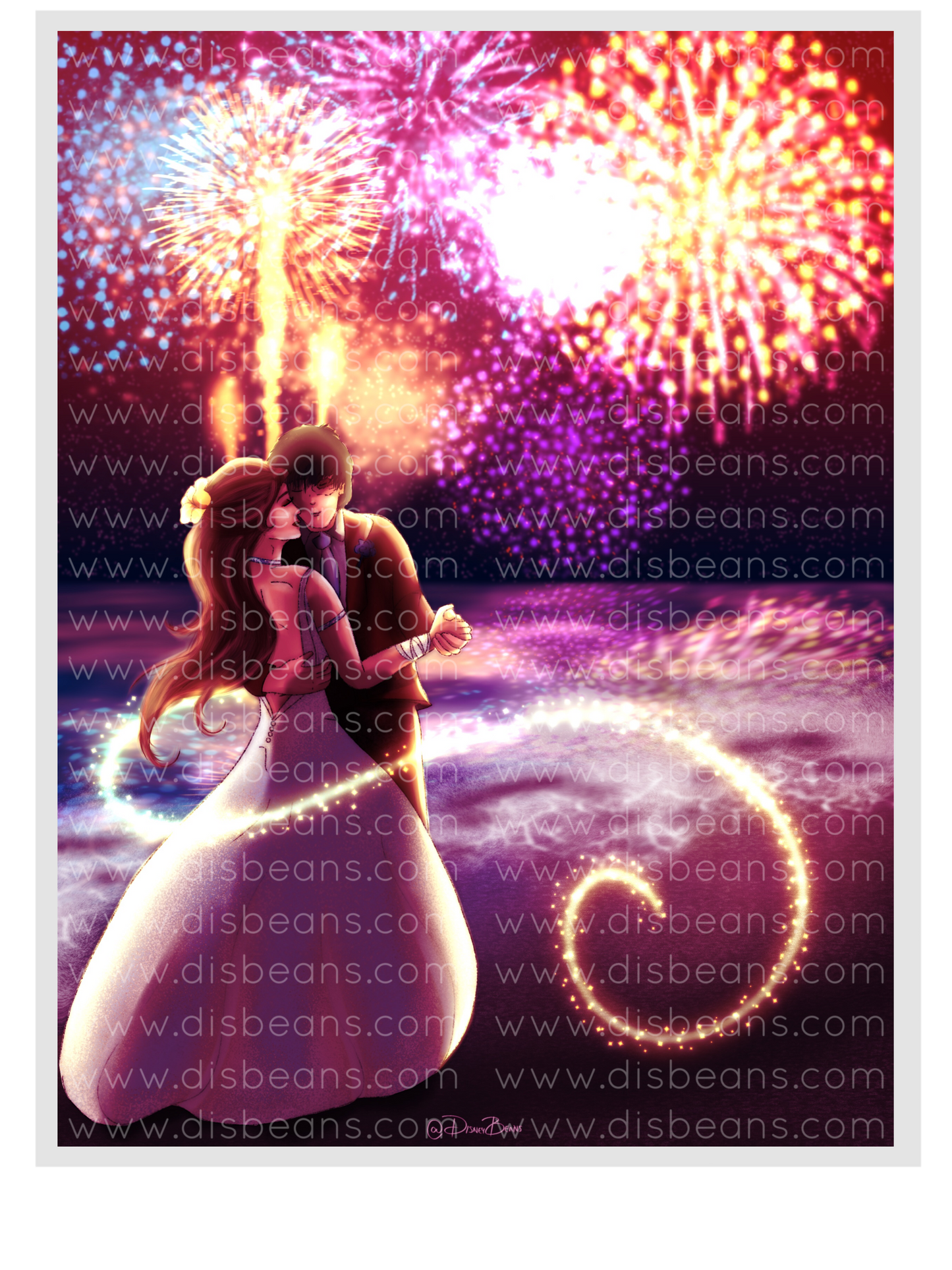 Zutara Beach Fireworks Dance Choose Card-Size Print or Small Glossy Sticker Portrait Zuko Katara ATLA Avatar the Last Airbender