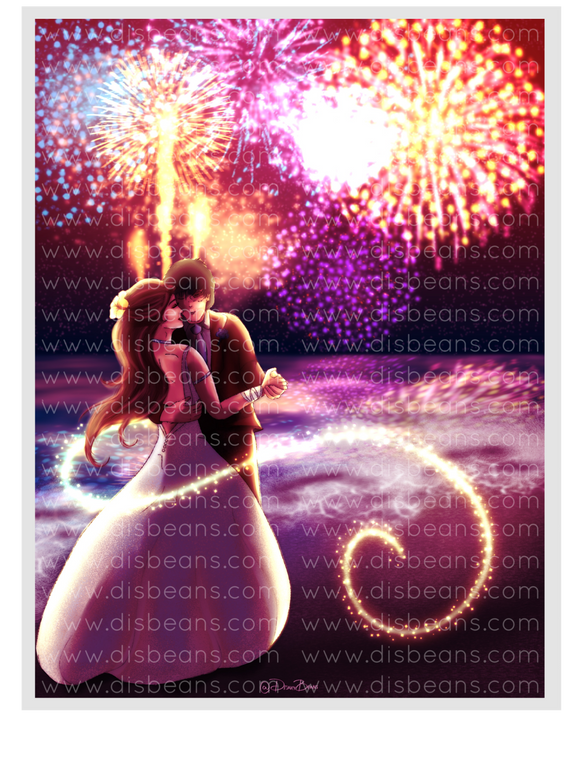 Zutara Beach Fireworks Dance Choose Card-Size Print or Small Glossy Sticker Portrait Zuko Katara ATLA Avatar the Last Airbender