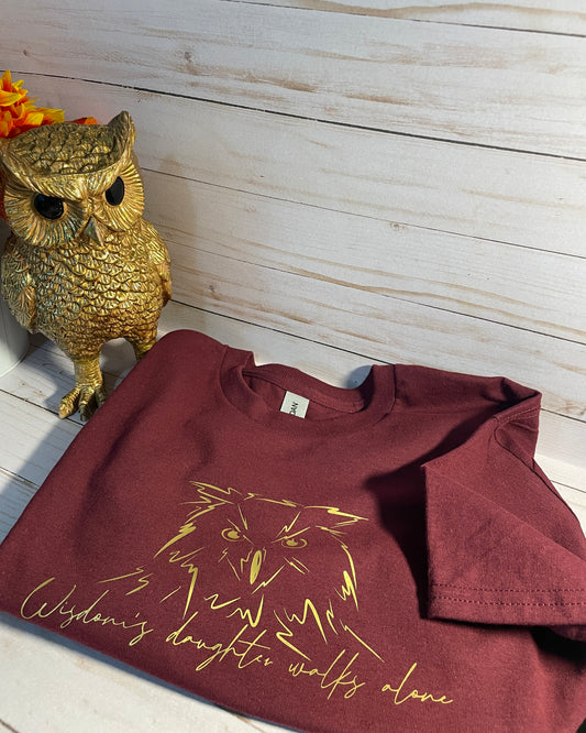 Wisdom's Daughter Walks Alone (Athena) - Bookish Design - Classic Fit T-Shirt Short Sleeves Unisex PJO Percy Jackson Annabeth Chase MoA Mark of Athena