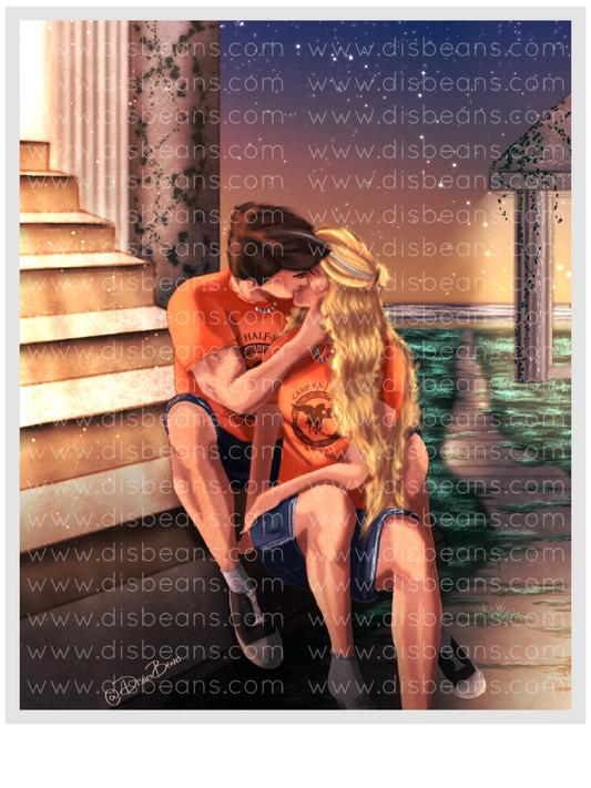 Percabeth Kissing Cabin Camp Choose Card-Size Print or Small Glossy Sticker Portrait Percy Jackson PJO and the Olympians