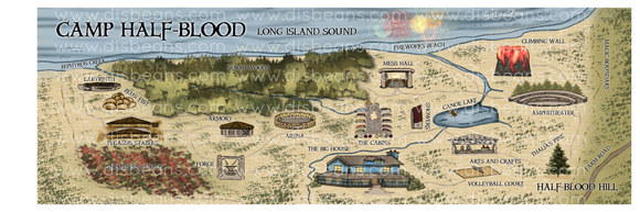Map of Camp Half-Blood - Bookmark 2 W X 6 H inches BOOKMARK Percy Jackson PJO and the Olympians