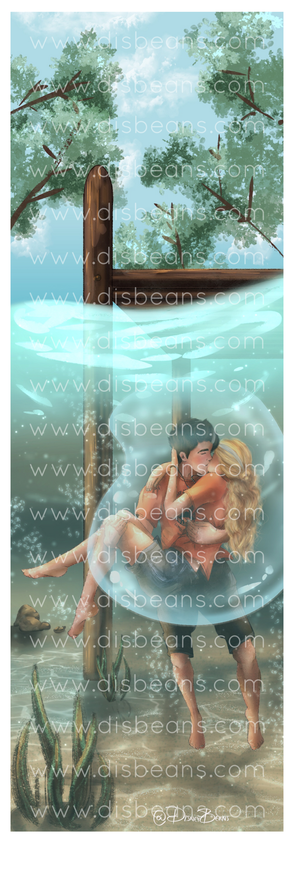 Percabeth The Best Underwater Kiss - Bookmark 2 W X 6 H inches BOOKMARK or Glossy Sticker Percy Jackson PJO and the Olympians