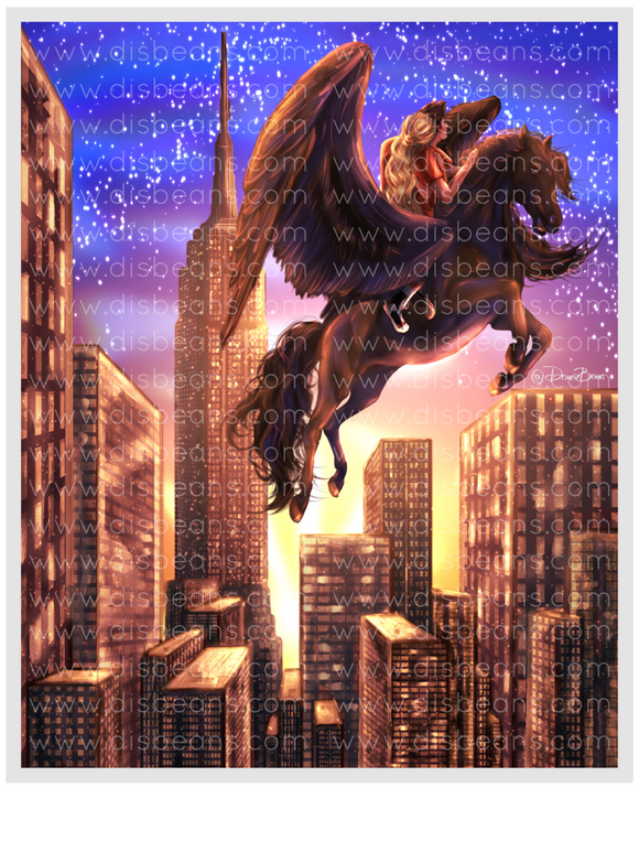 Blackjack Percabeth Flying NYC Goodnight Choose Card-Size Print or Small Glossy Sticker Portrait Percy Jackson PJO and the Olympians