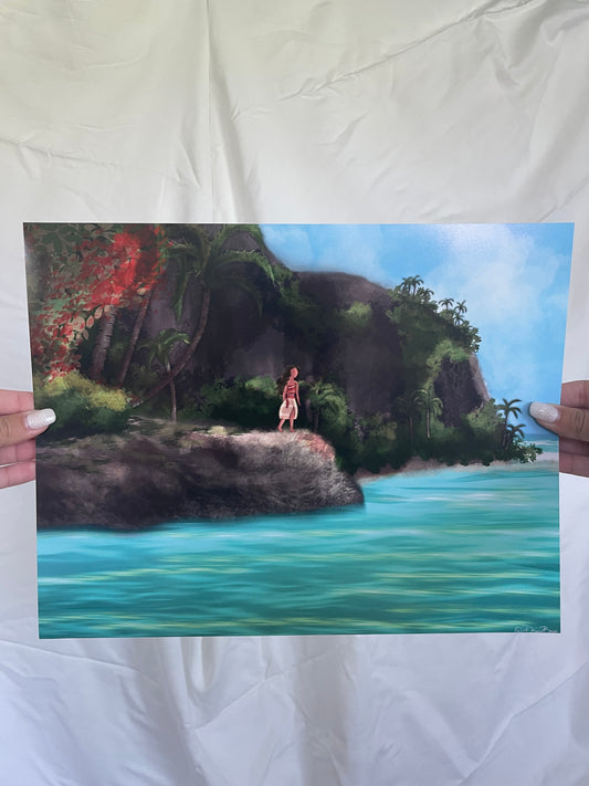 VENTA DE MUESTRA - Lámina Magic Moana Island Ocean (impresión profesional XL 11x14)