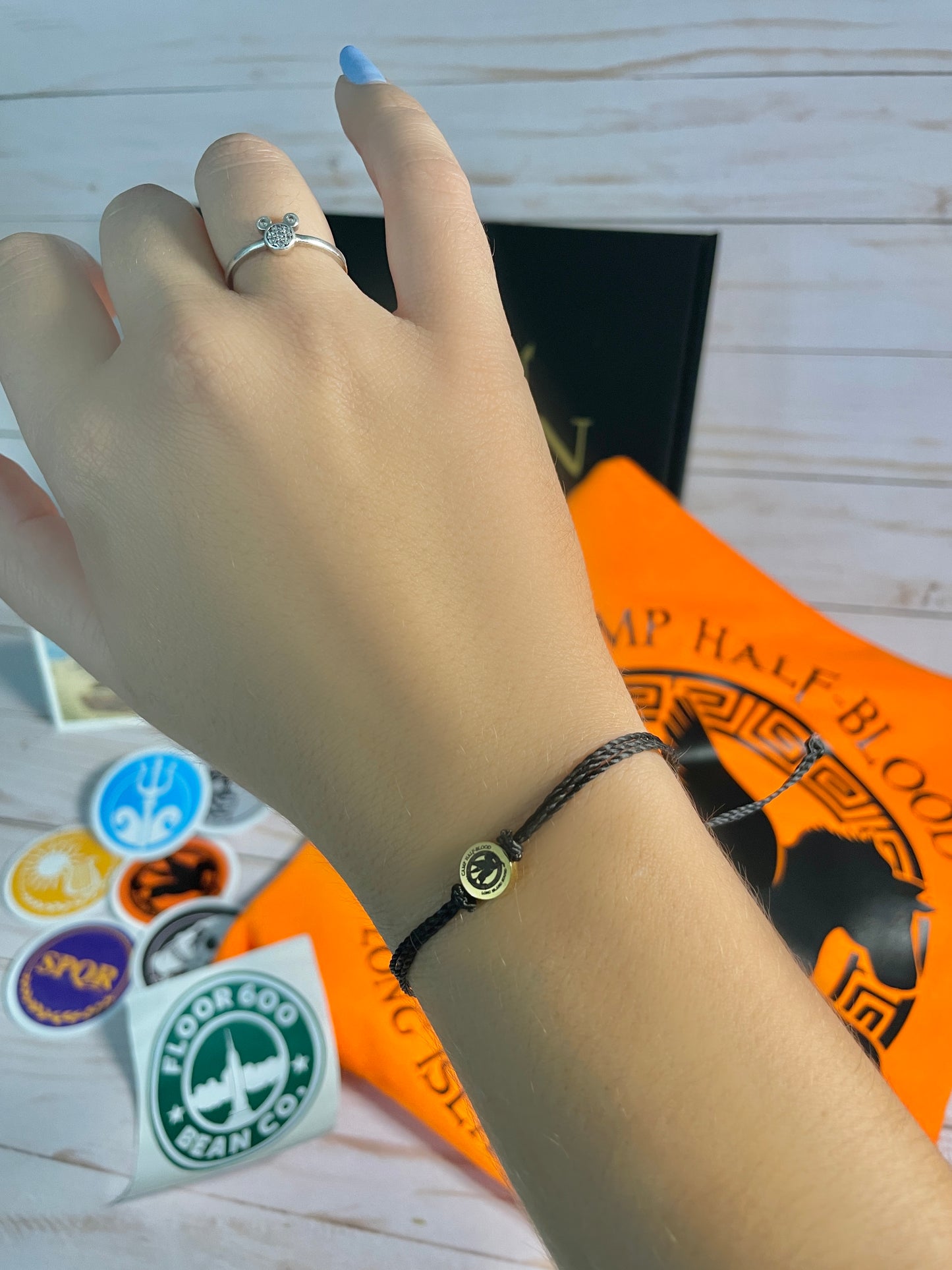 Percy Jackson FAN BOX - Classic-Fit T-Shirt, Sticker Pack, Bean Co. Decal, CHB Map Bookmark, CHB String Bracelet