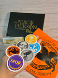 Percy Jackson FAN BOX - Classic-Fit T-Shirt, Sticker Pack, Bean Co. Decal, CHB Map Bookmark, CHB String Bracelet
