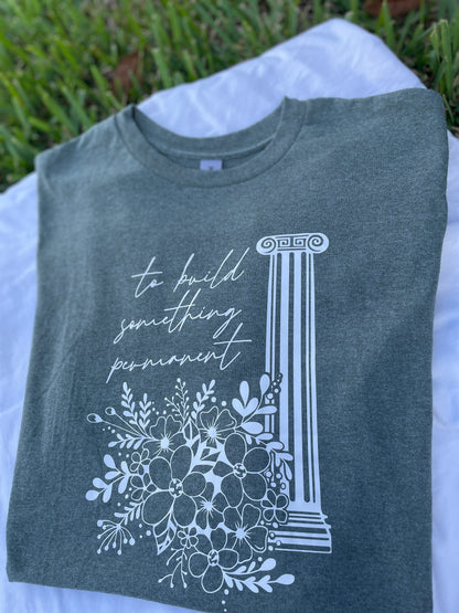 To Build Something Permanent - Bookish Design - Classic Fit T-Shirt Short Sleeves Unisex PJO Percy Jackson Annabeth Chase TLO The Last Olympian