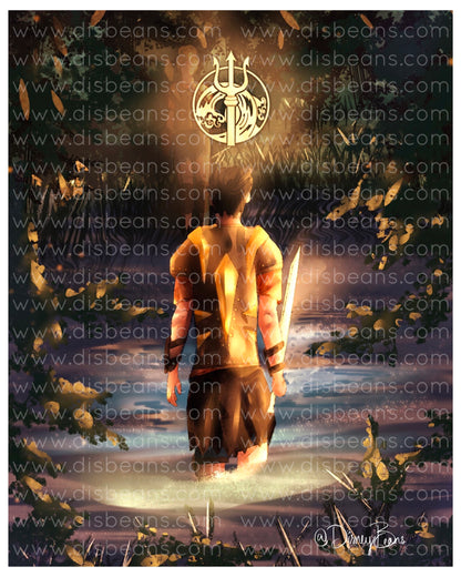 Hijo de Poseidón en el bosque del norte - Marcador 2 W X 6 H pulgadas MARCADOR o pegatina brillante Percy Jackson PJO y los atletas olímpicos